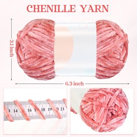 Xinnun 12 Skeins 1116 Yards Chenille Yarn 6mm Soft Thick Plush Yarn Fluffy Velvet Yarn for Crocheting Knitting DIY Craft Making Blankets, Clothes, 3.5 Oz/Skein(Pink Series)
