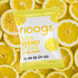 Noogs – Sour Electrolyte Energy Chews for Running, Cycling, & Endurance Sports | Gummies for Runners | Gel Fuel | Vegan | Dietitian Designed Sports Nutrition | Lemon Zinger (12 Pack)