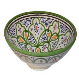 Treasures Of Morocco Ceramic Bowls Moroccan Handmade Serving Piece With Vivid Colors 8 inches in Diameter Verde