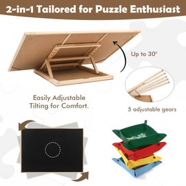 Wdmiya Rotating Puzzle Board 1500 Pieces - Vertical & Horizontal Adjustable, 25"x34" Puzzle Table | Tilt & Spinning Jigsaw Board with Dust Cover, Lazy Susan with 4 Felt Drawer, Birthday Gift for Mom