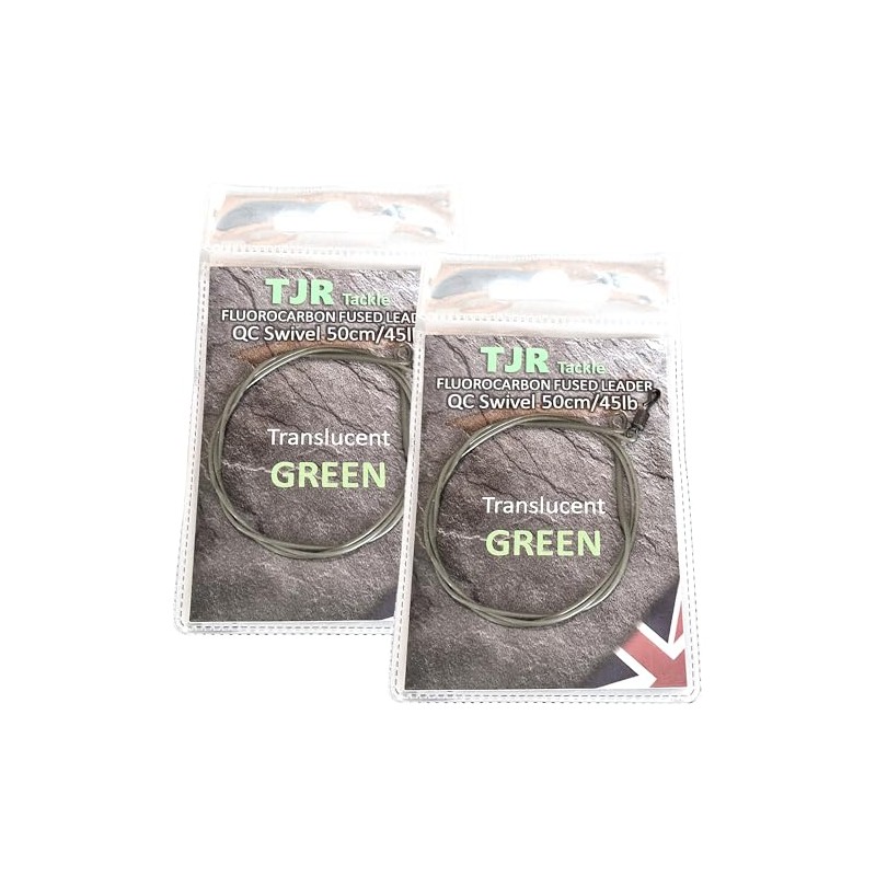 Twin pack fluorocarbon 50cm carp Leaders Quick Change swivels fused