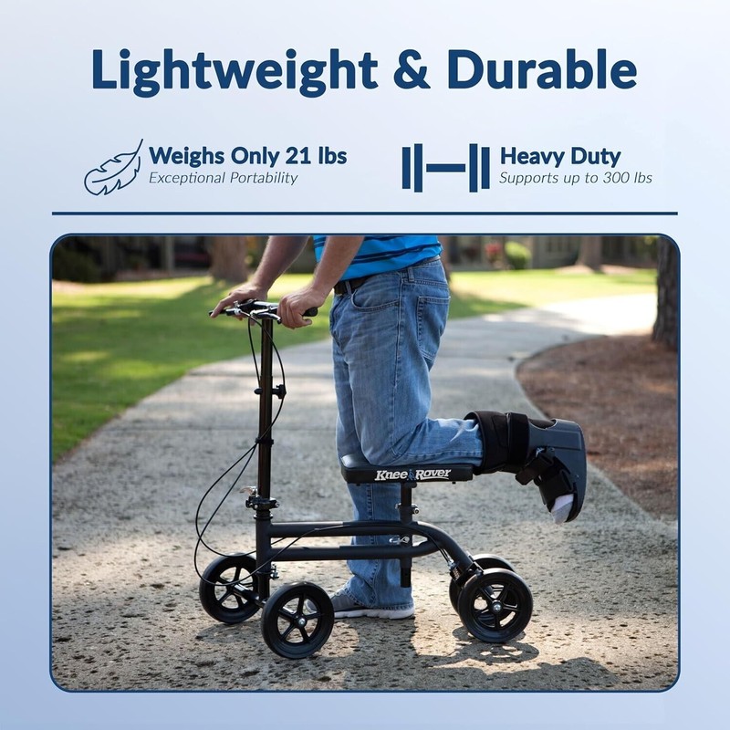 KneeRover Knee Scooter Steerable Knee Walker Crutch - Matte Black
