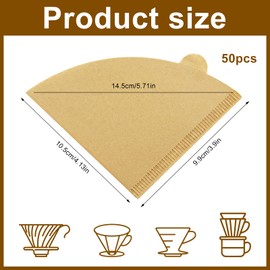 2 coffee filters Cone 50PCS #2 Coffee Filters Unbleached Natural Paper Filters 2-4 Cup 02 Cone For Pour Over and Drip Coffee Maker Disposable
