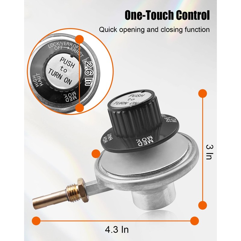 Gas Grill Control Valve with Knob Fit for Masterbuilt Smoke
