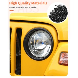 Summleaf for TJ Headlight Cover Bezels Cover Trim for Jeep Wrangler TJ 1997-2006,Insert Headlight Cover Exterior Accessories Black 2PCS