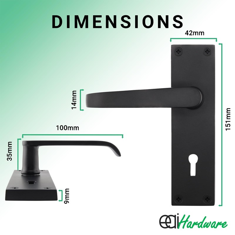 EAI Black Door Handles for Key Lock | 1 Pair