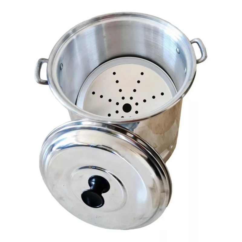 VAP2000 Ollla Vaporera Tamalera De Aluminio 45cm 50 Litros Con