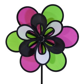 In the Breeze 2692 15 Inch Double Wind Colorful Spinner for Your Yard and Garden, 15" Domino Windee Wheelz and Flower