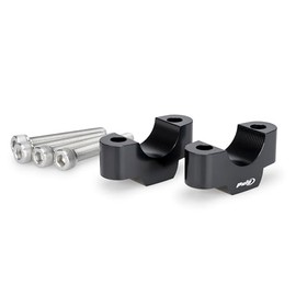Puig 22037N Riser Bar Risers Hi-Tech Parts with 20 mm Height and Diameter 29.2 mm, CNC Machined from Anodised Aluminium to Improve Ergonomics and Style for Motorcycling, Black