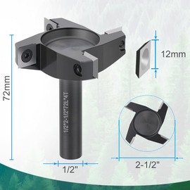 BALUGAEA CNC Spoilboard Surfacing Router Bit 1/2'' Shank, Slab Flattening Router Bit with 2-1/2" Cutting Diameter, Planing Bit for for Woodworking