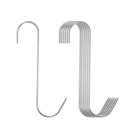 sourcing map 4pcs 7" Meat Hooks 304 Stainless Steel Butcher Hook S-Shaped Meat Processing Hooks for Hanging Smoking Grilling Beef Rib BBQ (MAX Load 11 Pound)