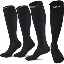 Effeet 2 Pairs of Compression Socks for Men and Women, Compression Socks, Support Stockings, Compression Socks for Flight, Travel, Running, Sports, Black, 39 - 42