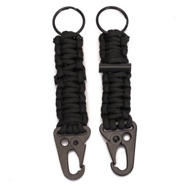 EKLOEN 2 Pack Paracord Carabiner Survival Keychain Lanyard with Firestarter (Digital Camo)
