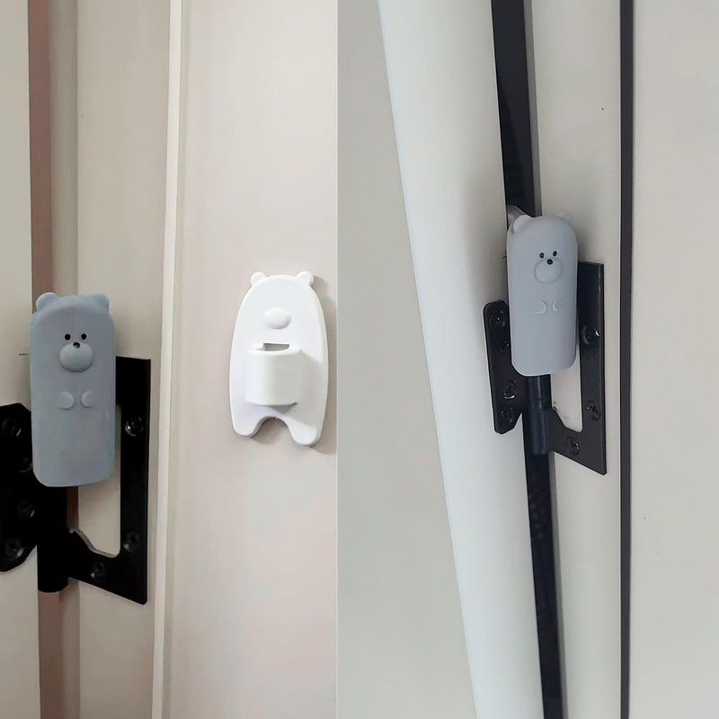 Door Pinch Guard,Slam Stoppers,Soft Stopper Hinge,Hanging Rubber Wedge,Grey,2PCS