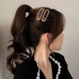 2 Pcs 2.5 Inch Matte Metal Snap Hair Clips Grips Hair Barrettes Rectangle BB Clips Pins for Girls, Women, Hair Accessories, keep loose hairs bangs and flyaways away from face (Brown)