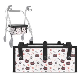 Voxugoniy Walker Bag, Cats Portable Walker Bag Accessories Wheelchair Basket Pouch Water Resistant Seniors Caddy Accessory Reusable Carry Storage Carrier Tote for Folding Rolling Walkers