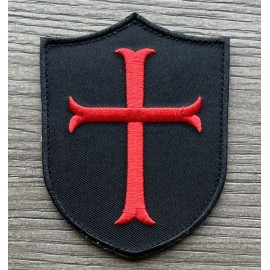 KNIGHTS TEMPLAR CRUSADER CROSS SHIELD BLACK OPS RED TACTICAL HOOK MORALE PATCH