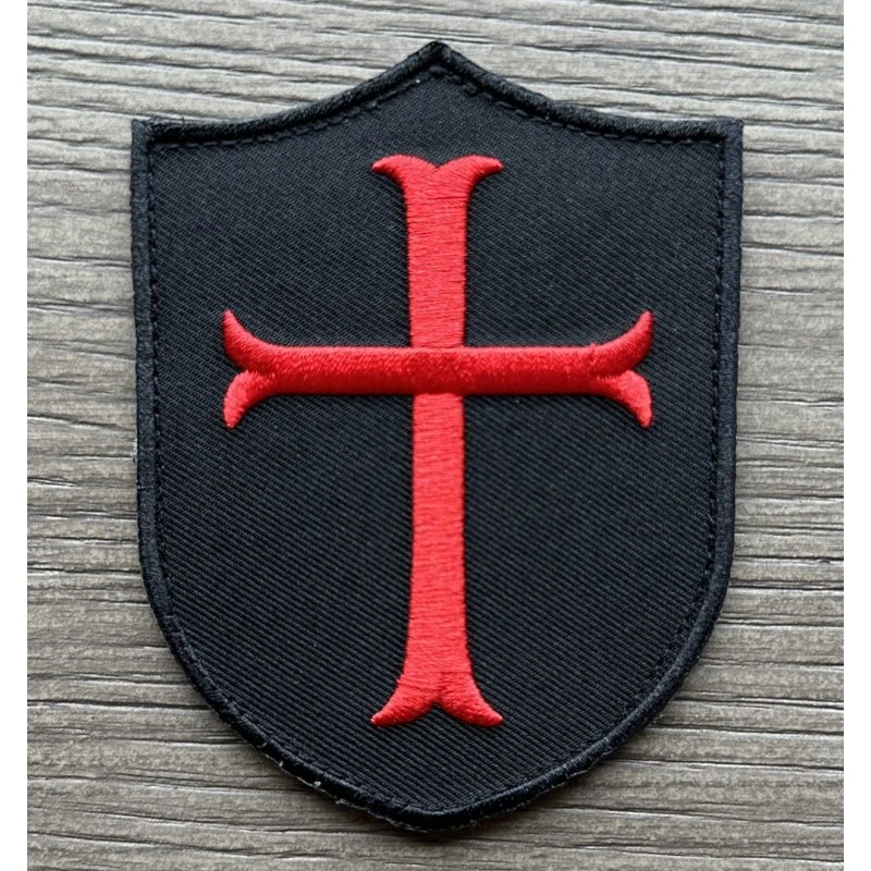 KNIGHTS TEMPLAR CRUSADER CROSS SHIELD BLACK OPS RED TACTICAL HOOK