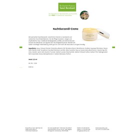 Sanct Bernhard Evening Primrose Oil Cream with Vitamin E, Carrot Oil 125 ml