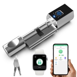 Eseesmart Fingerprint Door Lock, Electronic Door Lock Cylinder 60 mm (30/30), Fingerprint Door Opener with Bluetooth App 2 Keys