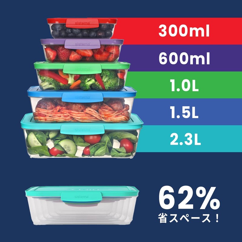 Sistema Nest It Food Storage Containers with Lids, Space Saving