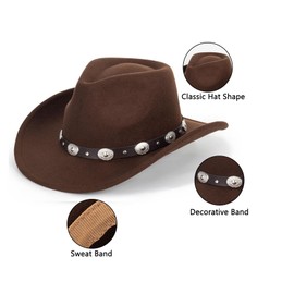 Kids Western Wide-Brim Cowboy-Hat Toddler Girls Boys Classic Felt Fedora Panama Hat for 2-6 Years