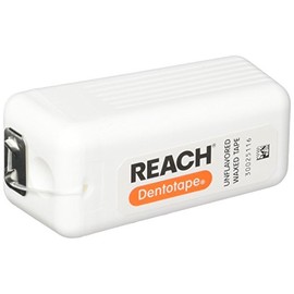 Reach Dentotape Waxed Dental Floss with Extra Wide Cleaning Surface for Large Spaces between Teeth, Unflavored, 100 Yards(6pk)