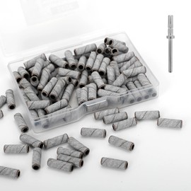 102 Pcs Mini Nail Sanding Bands, 180 Grit Small Sanding Files for Nail Drill, Durable Polishing Bands for Acrylic Nails, Gel Removal & Shaping with Smooth Surface (White)