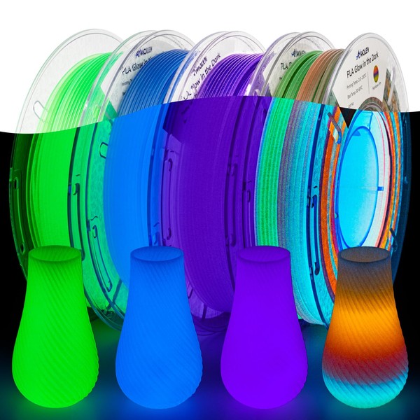 AMOLEN Glow in The Dark 3D Printer Filament Bundle, Glow