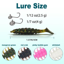 Keencatch Soft Fishing Lures, 40PCS Soft Plastic Fishing Lures Paddle Tail Swimbaits, Bass Fishing Bait for Trout Walleye Crappie