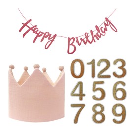 NXPWRC 1 Birthday Banner And 1 Set Of Birthday Hats, Children'S Birthday Party Decorations, Photo Props, Birthday Party Scene Decoration, Party Supplies