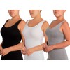 Skinnygirl Women's Seamless Camisole, 3-Pack (Black, White & Lt. Heather,