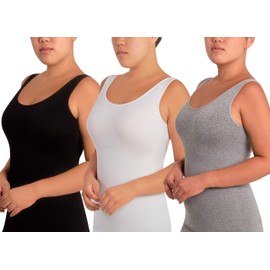Skinnygirl Women's Seamless Camisole, 3-Pack (Black, White & Lt. Heather, Small)