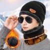 Gorro invierno hombre Set Gorro y Bufanda para Hombre (Negro)