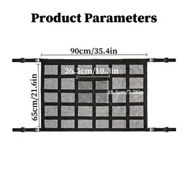 Upgrade Car Ceiling Cargo Pocket Storage Net, 90 X 65cm Adjustable Double-Layer Mesh Car Roof Luggage Bag Organizer Universal Car Stretchable Cargo Netting for Tents, Quilts, Toys and Sundries