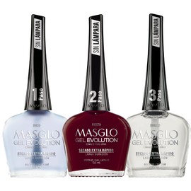 MASGLO Gel Evolution – Set of 3 Nail Polishes No UV/LED Lamp Needed, Fast-Drying, 12-Day Wear, 14-Free Formula, High-Gloss Finish, vegan (0.5 oz Each) h