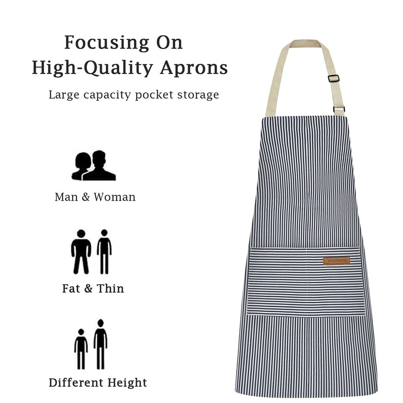 Luoqun88 Unisex Adjustable Black Bib Apron with 2 Pockets, Professional