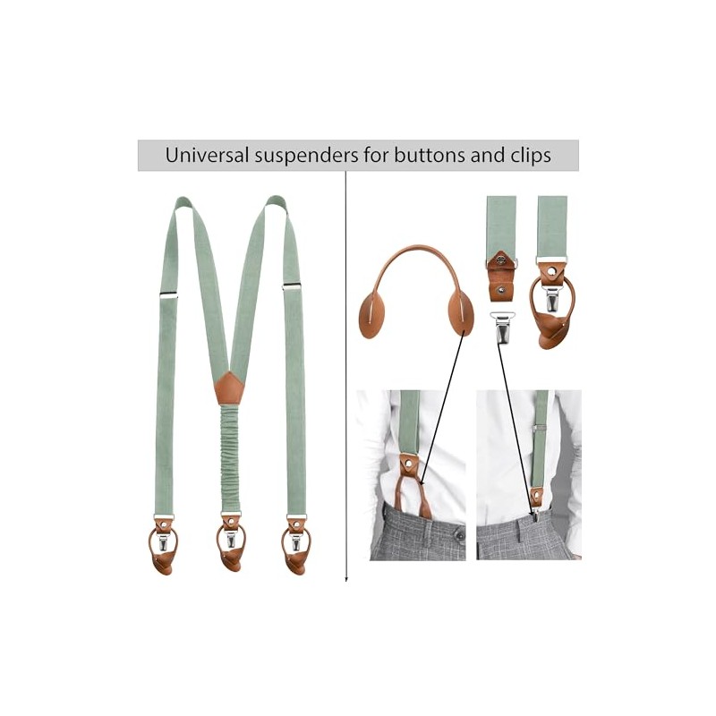 LINILI Leinen Hosentr√§ger mit Leder f√ºr Herren, Y-Form und 3cm