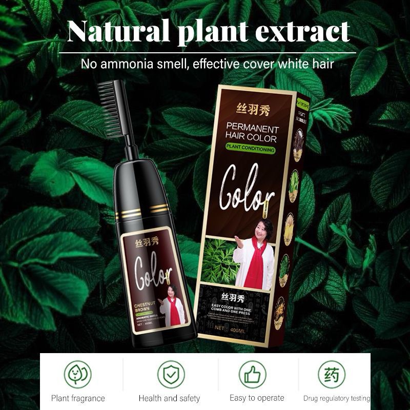 ‼️400ml‼️3 IN 1 Hair Coloring Comb Hair Dye Coloring Shampoo