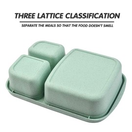 TIMESETL 4 Pack Meal Prep Containers with Custom-Fit Lids, 3-Compartment Meal Prep Wheat Straw Bento Boxes, Food Storage Containers Lunch Containers with Compartments for Kids Adults