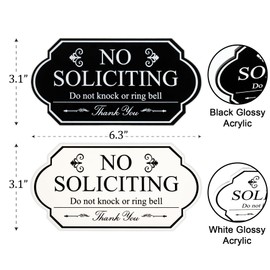 Pack 2PCS 6''x3.1'' ACRYLIC No Soliciting Sign For House Door – Please Do Not Knock Or Ring Doorbell Signs, Bold and Clear No Soliciting Sign for Door, Home Entry, Small Business, Office