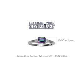 Silvershake 1.26ct. Octagon Shape Mystic Fire Topaz White Gold Plated 925 Sterling Silver East-West Solitaire Promise Ring Size 8.5