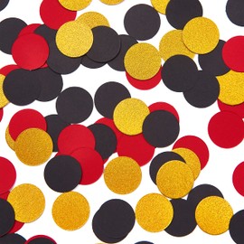 Red Black Gold Silever Paper Confetti, Circle Dots Glitter Party Table Confetti for Wedding Baby Shower Birthday Party Decoration Suppiles Table Decoration 200pc 1.2 Inch