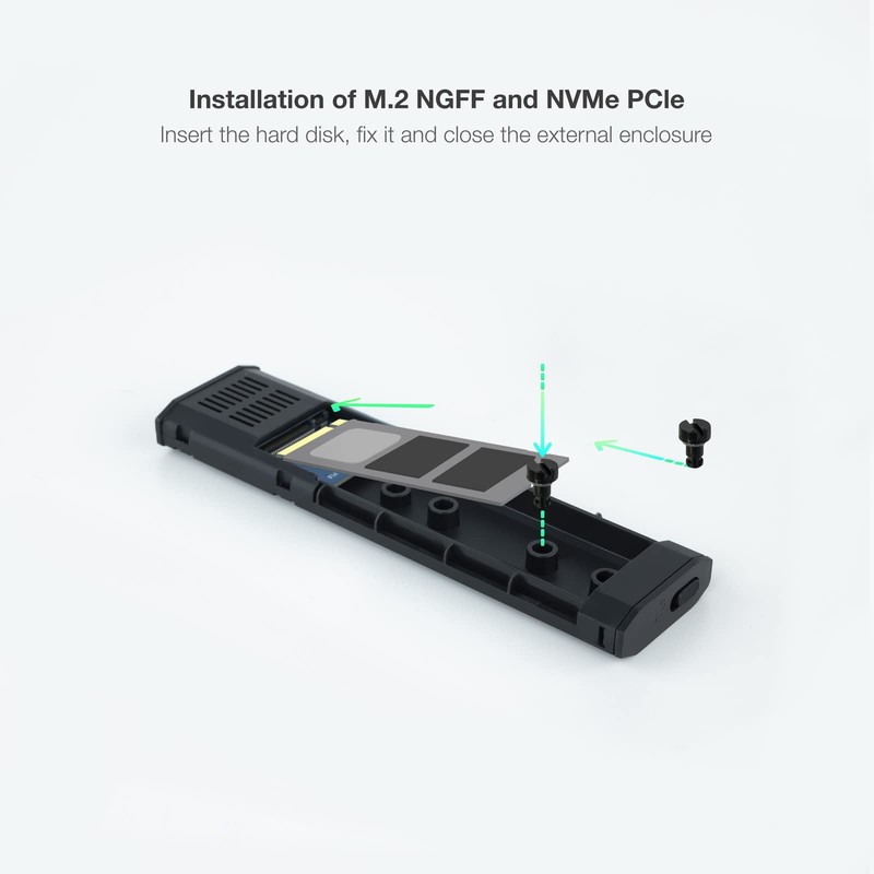 Tooq TQE-2223B Black Aluminum Simple Opening USB 3.1 Gen2 10Gbps