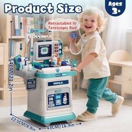 Lehoo Castle Doctor Kit for Toddlers 3-5, Kids Doctors Play Set, Mobile Cart with Lights and Sound, Pretend Play Stethoscope Toys for Girls 3 4 5 Years Old