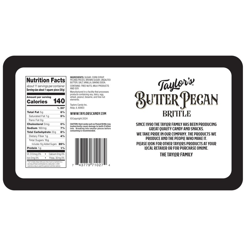 Handmade Butter Pecan Brittle Embossed Tin 2 / 11oz tins
