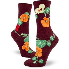 ModSocks Women's Nasturtiums Crew Socks in Heather Brick
