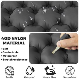 EULANT Inflatable Camping Seat Cushion, Waterproof Hand Press Air Cushion, Ultralight Travel Cushion for Beach, Hiking, Fishing, Boating, or at Concerts, Beach (Black - Hand Press)