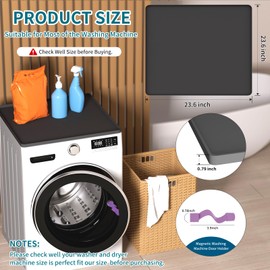 23.6" x 23.6" Washer and Dryer Covers for the Top,Anti-Slip Washer Dryer Top Protector Mat, Silicone Waterproof Washer Dryer Countertop for Laundry Kitchen Home-(Dark Gray)