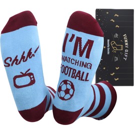 Nfpggs Novelty Socks For Women Men, Gifts For Football Lovers, Funny Birthday Gift For Dad, Mum, Grandpa, Husband, Mother‘s Day, Father’s Day (Claret-Blue)